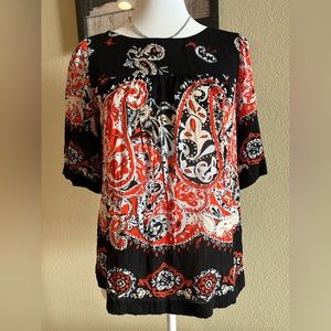 Ann Taylor LOFT Women’s Black/Red Blouse, 3/4 Length - Sz XS